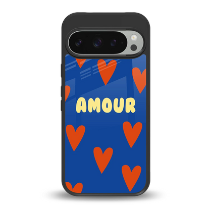 Amour Blue back phone cover | glass case for google pixel 9 pro xl