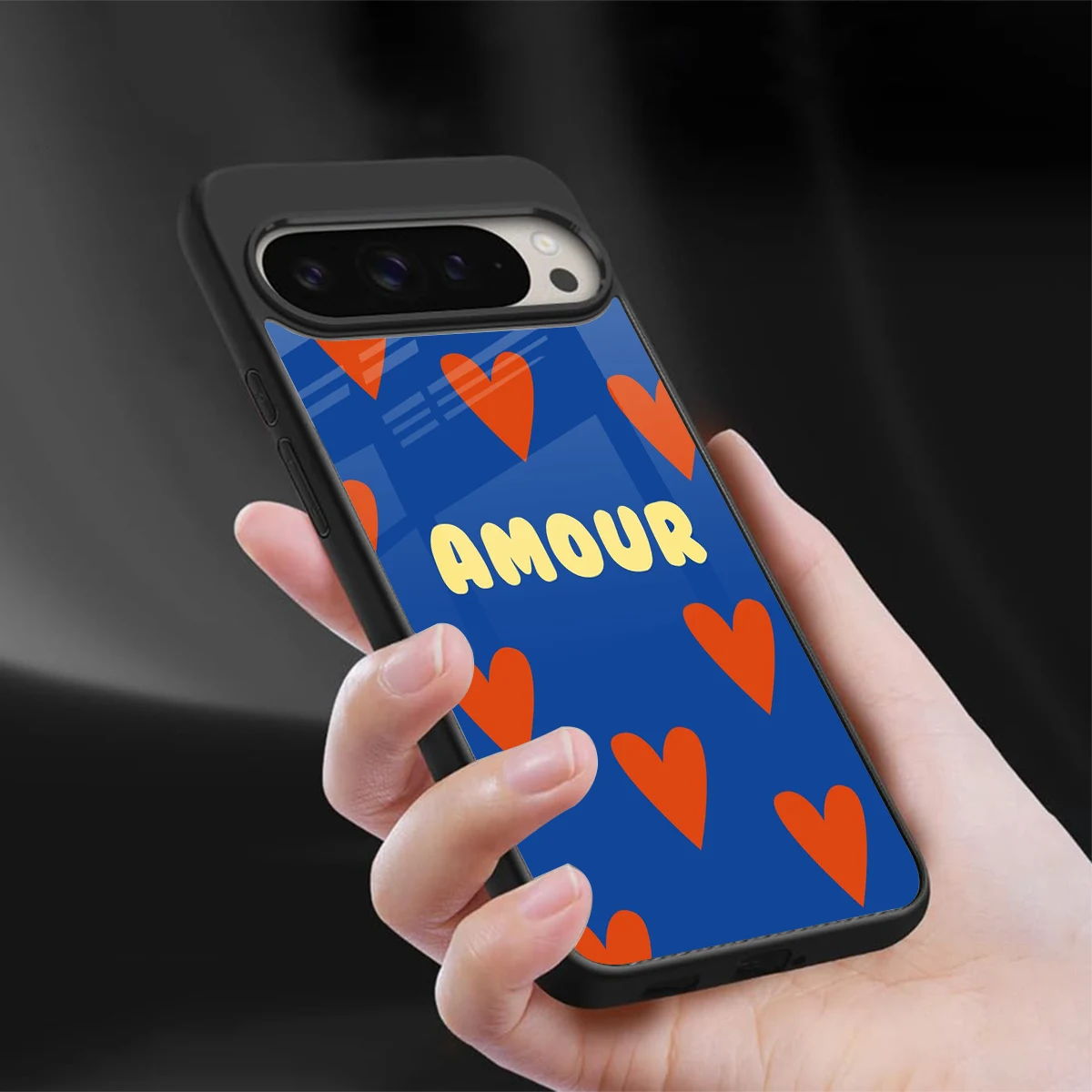Amour Blue sleek google pixel 9 pro xl cover with tempered glass back and TPU edges