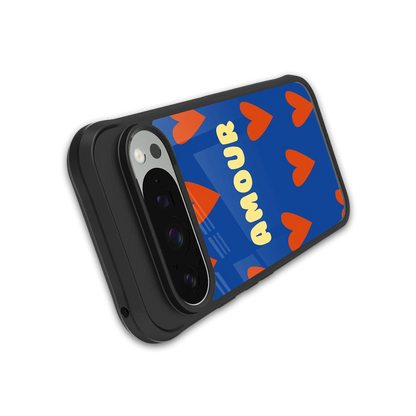 Amour Blue stylish phone case for google pixel 9 pro xl | glossy glass and slim fit