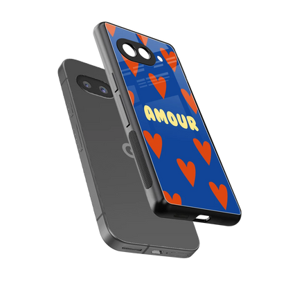 Amour Blue sleek google pixel 10a cover with tempered glass back and TPU edges