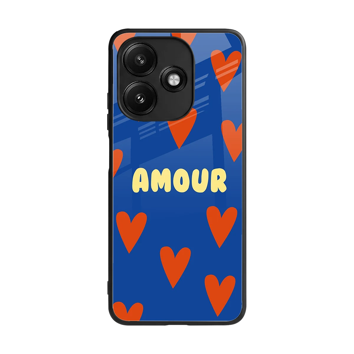 Amour Blue back phone cover | glass case for redmi 12 5g