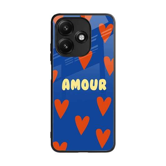 Amour Blue back phone cover | glass case for redmi 12 5g