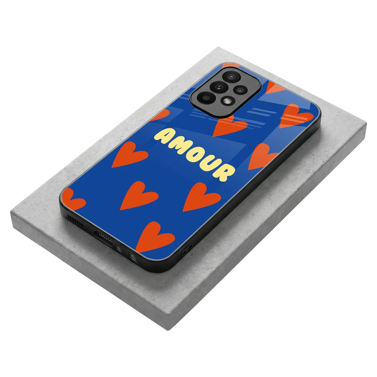 Amour Blue stylish phone case for samsung galaxy a23 | glossy glass and slim fit