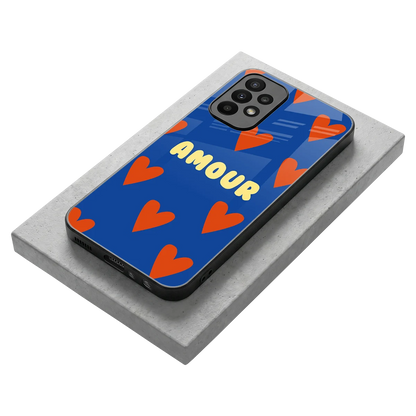 Amour Blue stylish phone case for samsung galaxy a23 | glossy glass and slim fit