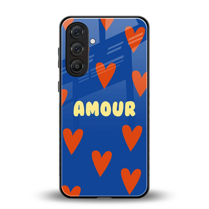 Amour Blue back phone cover | glass case for samsung galaxy m36 5g