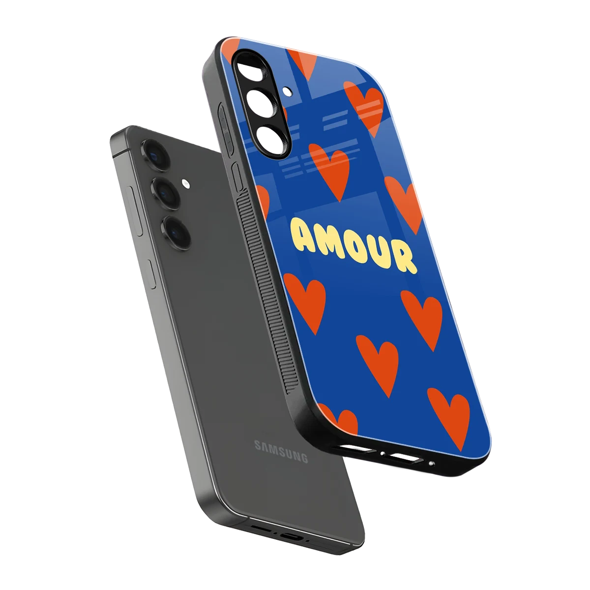 Amour Blue sleek samsung galaxy a14 5g cover with tempered glass back and TPU edges