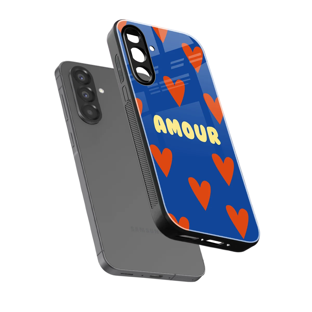 Amour Blue sleek samsung galaxy a37 5g cover with tempered glass back and TPU edges