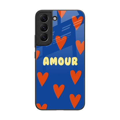 Amour Blue back phone cover | glass case for samsung galaxy s22