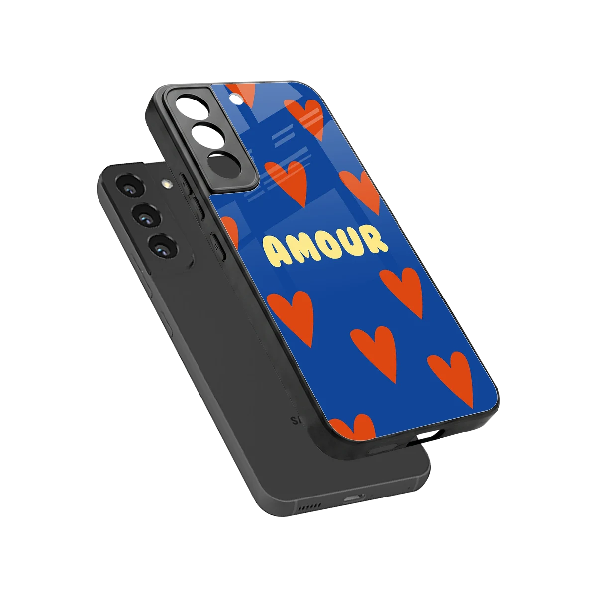 Amour Blue sleek samsung galaxy s22 cover with tempered glass back and TPU edges