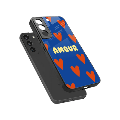 Amour Blue sleek samsung galaxy s22 cover with tempered glass back and TPU edges