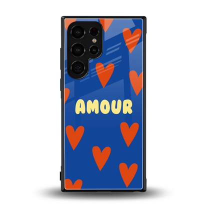 Amour Blue back phone cover | glass case for samsung galaxy s24 ultra
