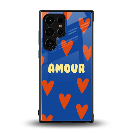Amour Blue back phone cover | glass case for samsung galaxy s24 ultra
