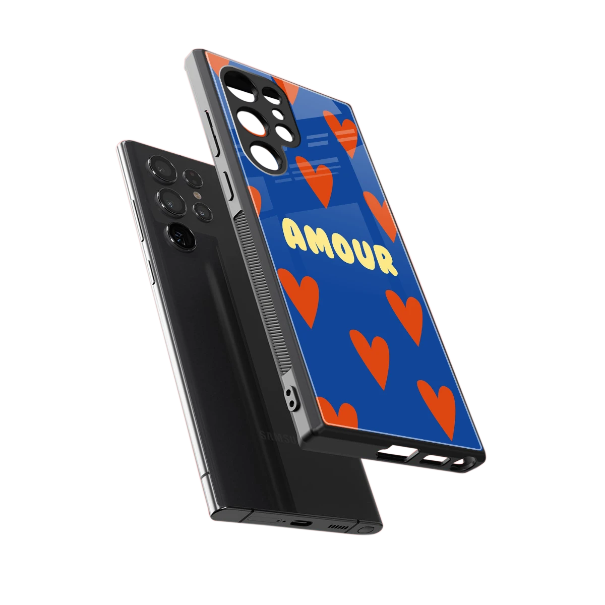 Amour Blue sleek samsung galaxy s24 ultra cover with tempered glass back and TPU edges