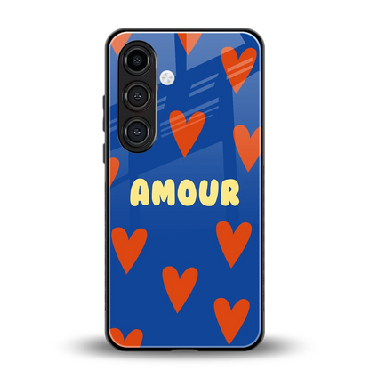 Amour Blue back phone cover | glass case for samsung galaxy s24 plus