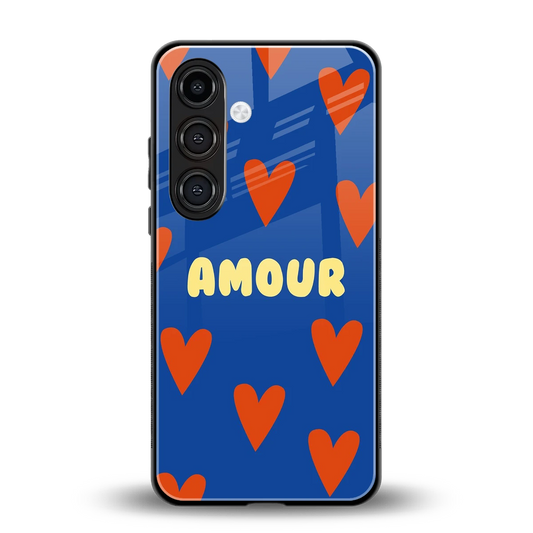 Amour Blue back phone cover | glass case for samsung galaxy s24 plus