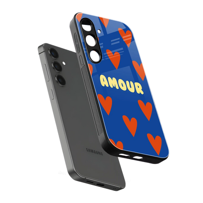 Amour Blue sleek samsung galaxy s23 fe cover with tempered glass back and TPU edges