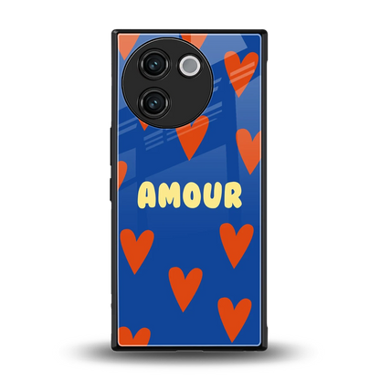 Amour Blue back phone cover | glass case for vivo v30e