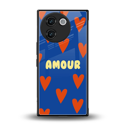 Amour Blue back phone cover | glass case for vivo v30e