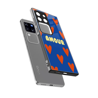 Amour Blue sleekvivo v30 pro cover with tempered glass back and TPU edges