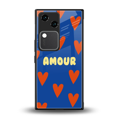 Amour Blue back phone cover | glass case for vivo v30