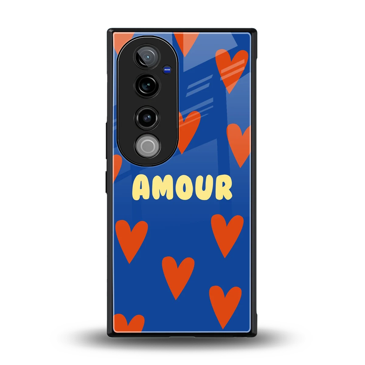 Amour Blue back phone cover | glass case for vivo v40 pro
