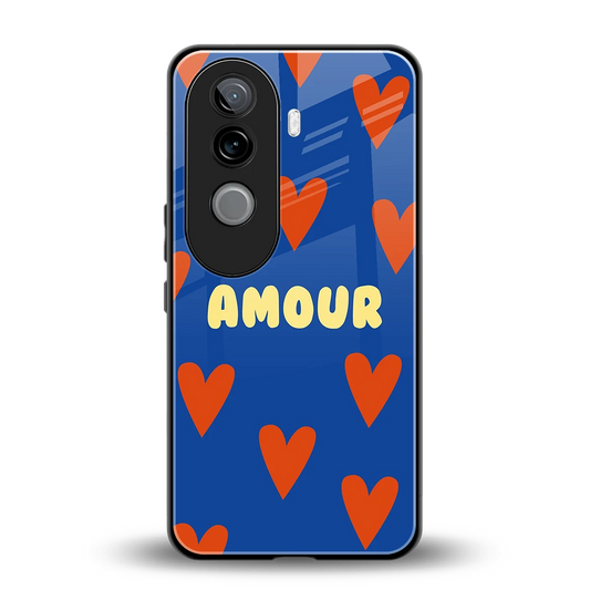 Amour Blue back phone cover | glass case for vivo v40e