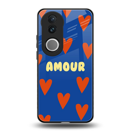 Amour Blue back phone cover | glass case for vivo v50