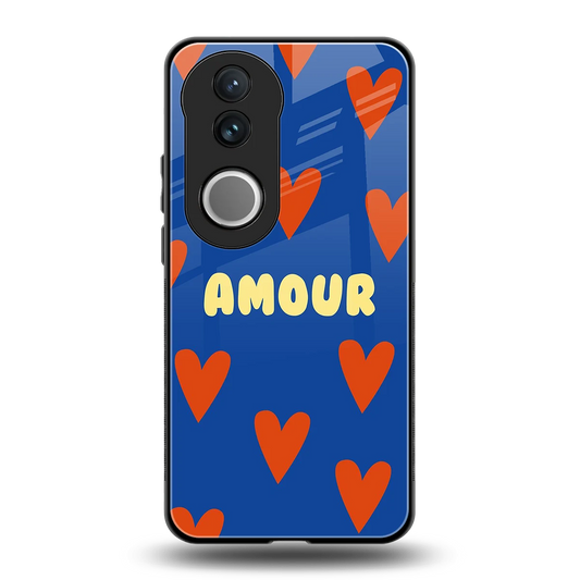 Amour Blue back phone cover | glass case for vivo v50