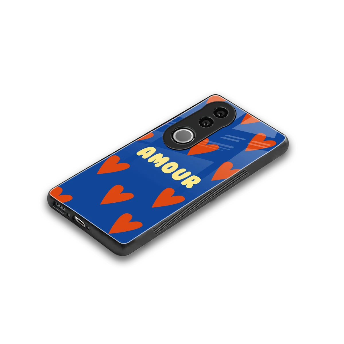 Amour Blue stylish phone case for vivo v50 | glossy glass and slim fit