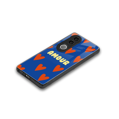 Amour Blue stylish phone case for vivo v50 | glossy glass and slim fit