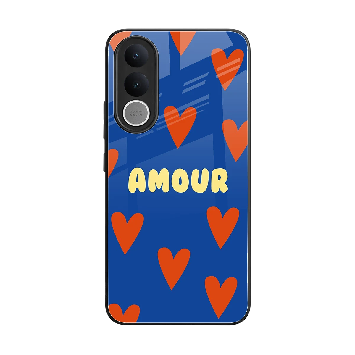 Amour Blue back phone cover | glass case for vivo v70 fe
