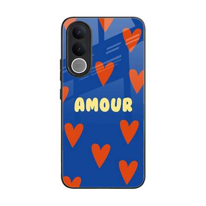 Amour Blue back phone cover | glass case for vivo v70 fe