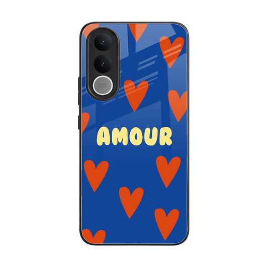 Amour Blue back phone cover | glass case for vivo v70 fe