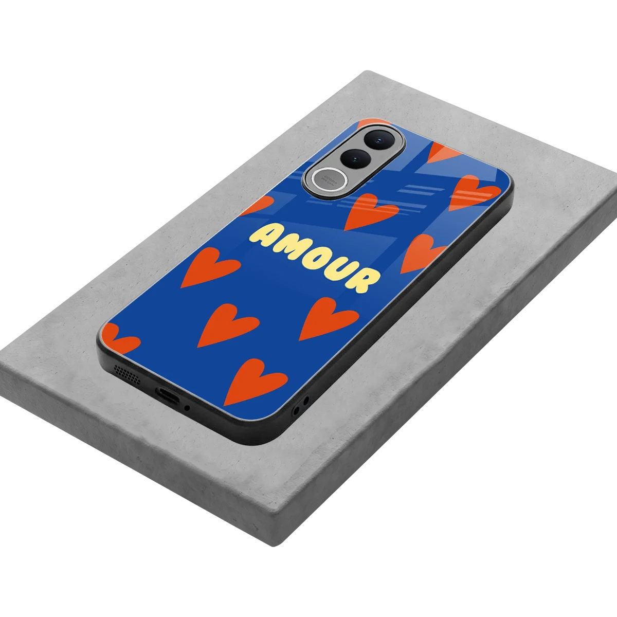 Amour Blue stylish phone case for vivo v70 fe | glossy glass and slim fit