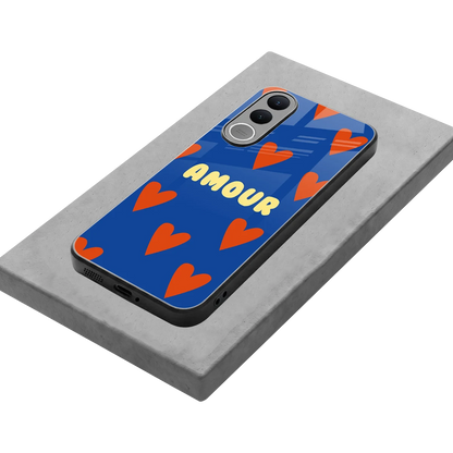 Amour Blue stylish phone case for vivo v70 fe | glossy glass and slim fit