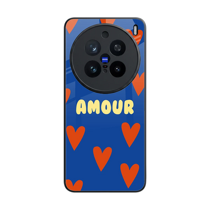 Amour Blue back phone cover | glass case for vivo x200 pro