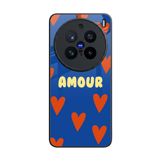Amour Blue back phone cover | glass case for vivo x200 pro