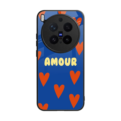 Amour Blue back phone cover | glass case for vivo x300 pro