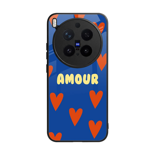 Amour Blue back phone cover | glass case for vivo x300 pro