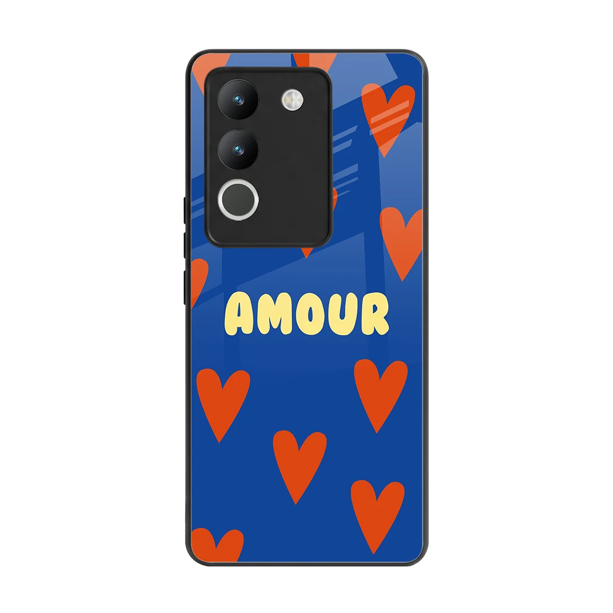 Amour Blue back phone cover | glass case for vivo y200 5g