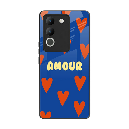 Amour Blue back phone cover | glass case for vivo y200 5g