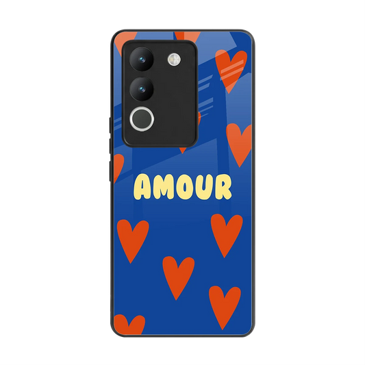 Amour Blue back phone cover | glass case for vivo y200 5g