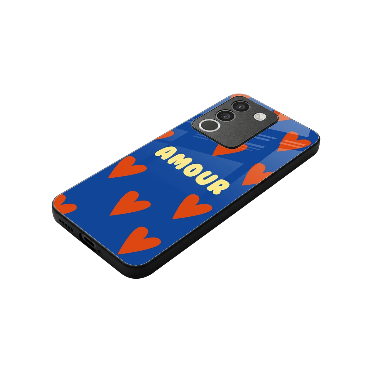 Amour Blue stylish phone case for vivo y200 5g | glossy glass and slim fit