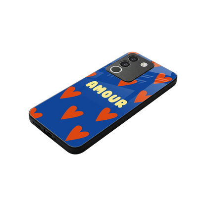 Amour Blue stylish phone case for vivo y200 5g | glossy glass and slim fit