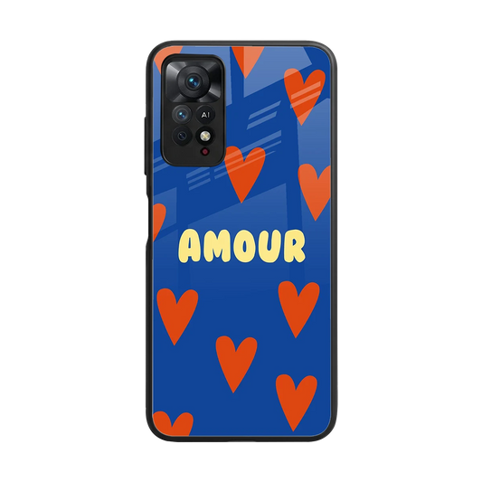 Amour Blue back phone cover | glass case for redmi note 11 pro