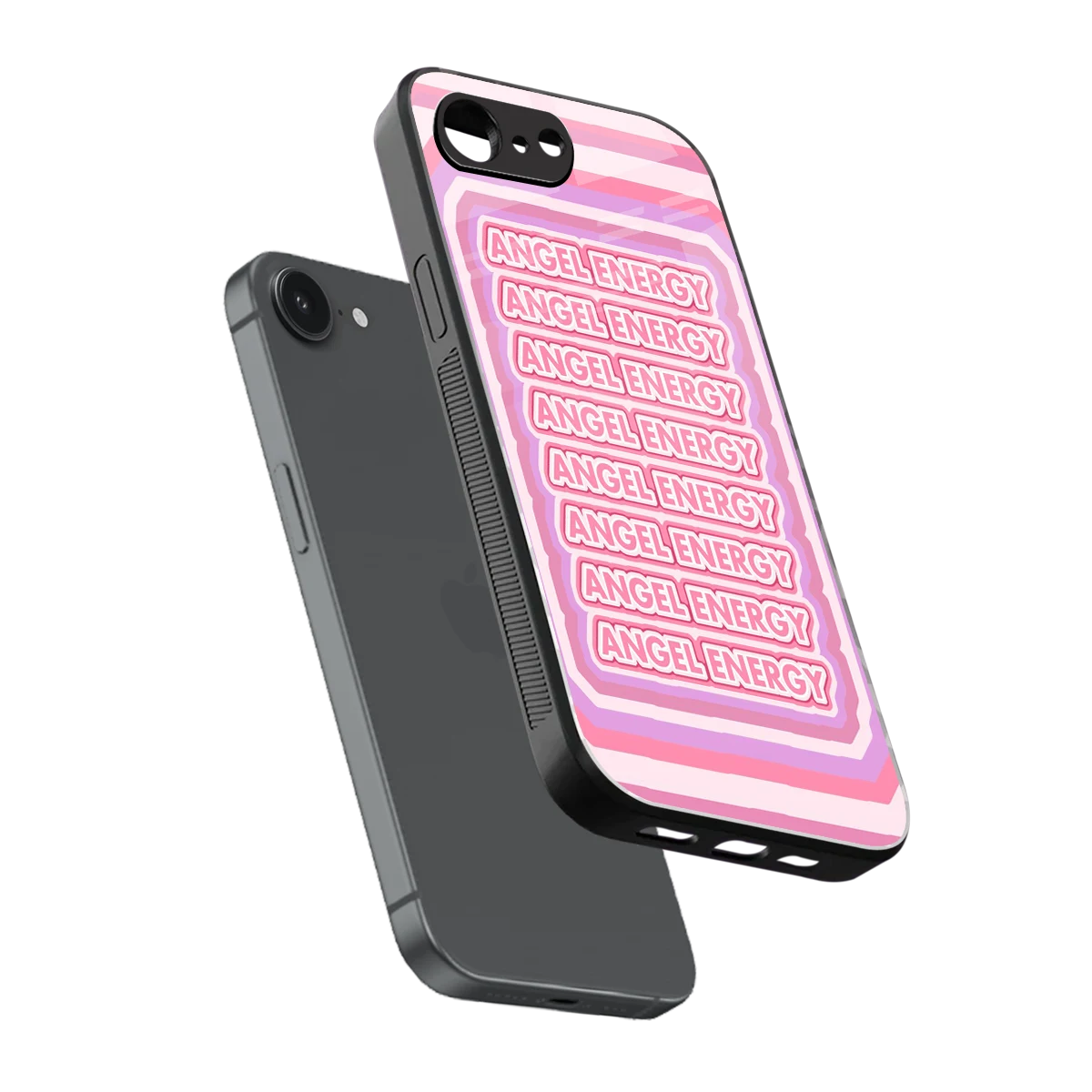 Angel Energy sleek iphone 16e cover with tempered glass back and TPU edges