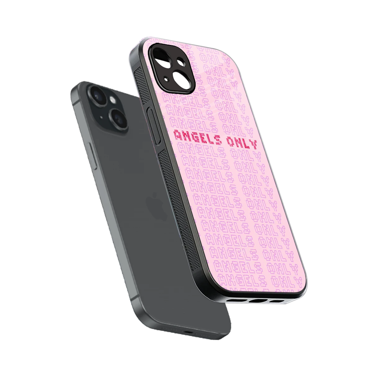 Angels Only sleek iphone 14 plus cover with tempered glass back and TPU edges