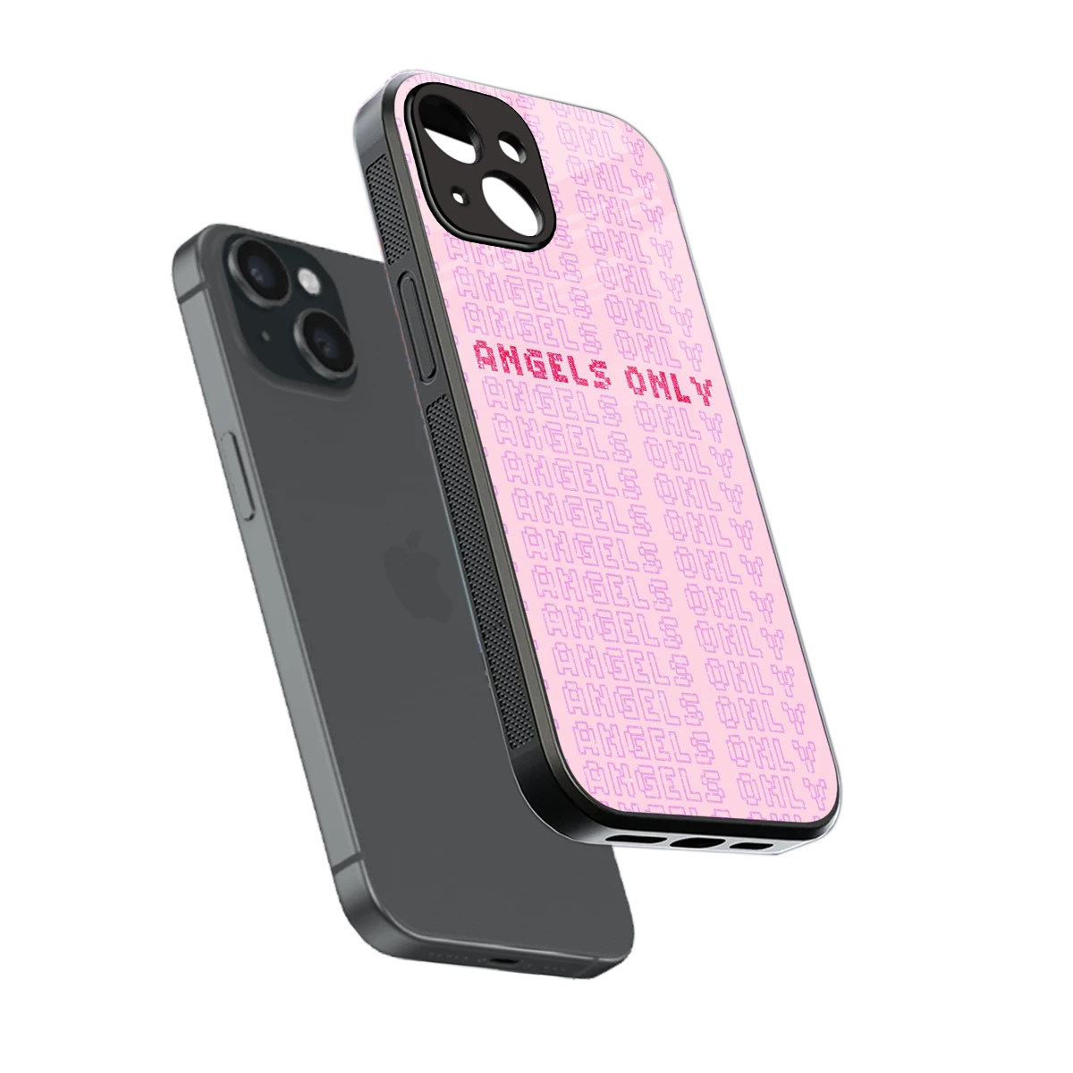 Angels Only sleek iphone 15 cover with tempered glass back and TPU edges