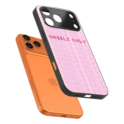 Angels Only sleek iphone 17 pro cover with tempered glass back and TPU edges