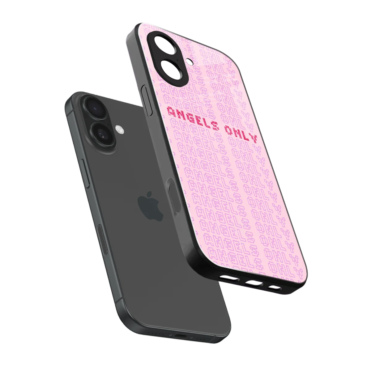 Angels Only sleek iphone 17 cover with tempered glass back and TPU edges